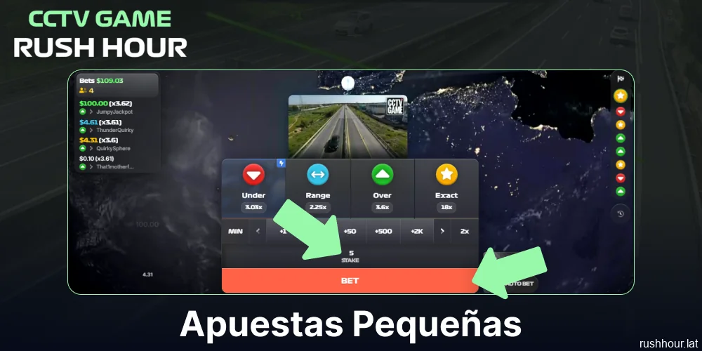Empieza haciendo apuestas pequeñas en el juego Rush Hour