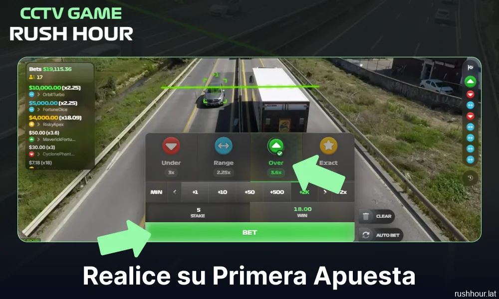 Haz tu primera apuesta en el juego Rush Hour